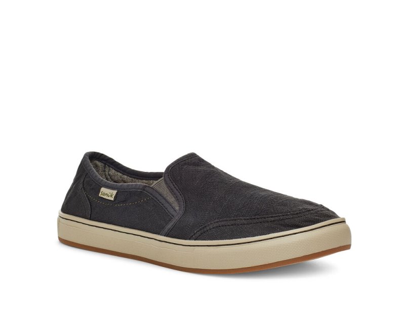 Sanuk Mens Tideline Hemp Slip-on Black Shoes | FVCQBW725